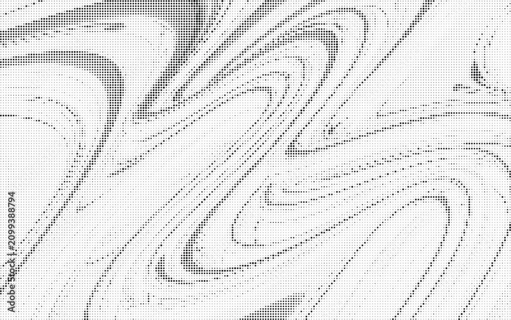 Fototapeta premium Halftone pattern with wavy lines and dots on white background texture design element