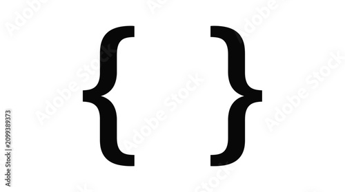 Foto Curly bracket pair silhouette on a white background