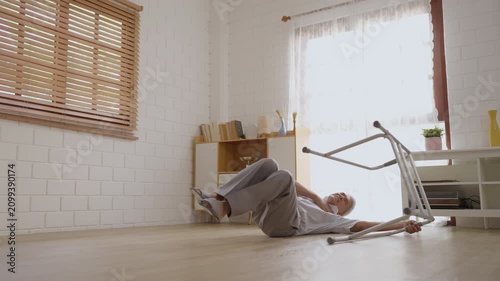 Health insurance with caregiver at home Caregiver Senior Fall Assistance Home Safety Emergency Woman Patient Support Accident Injury Recovery Mobility Walker Floor Living Room Older Adult Pain Near