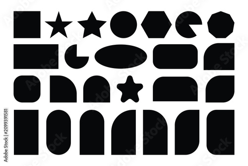 Canvastavla Collection of basic shapes – Set of simple geometric figures isolated on a white