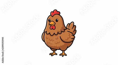 Cute brown chicken cartoon standing