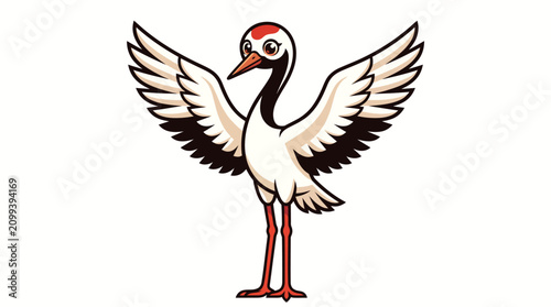 Cartoon stork bird with open wings