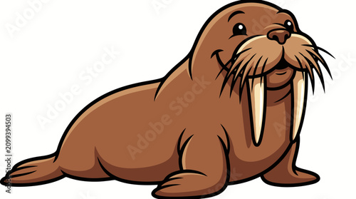 Photos Cartoon walrus with big tusks