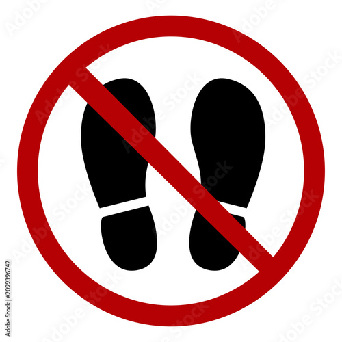 No Walking Sign - Forbidden Entry Symbol and Prohibition Icon with Footprints