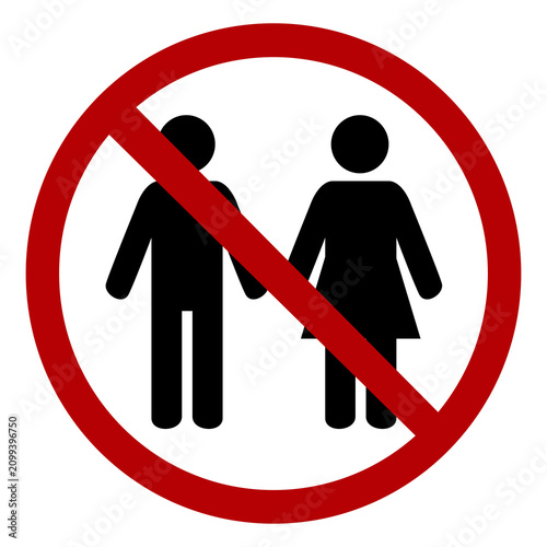 Prohibition Sign No Couples Allowed Forbidden Entry Silhouette Vector Icon