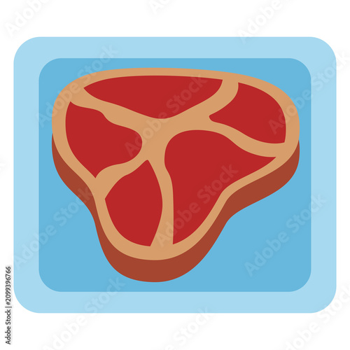 Raw Beef Meat Steak Icon Flat Vector Illustration