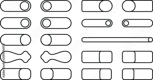 фотографія Set of modern toggle switch user interface controls with interface, checkbox