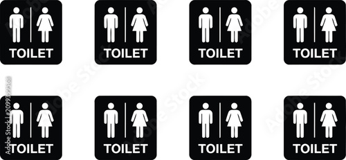 Bild auf Leinwand Set of eight black and white toilet signs with male and female figures