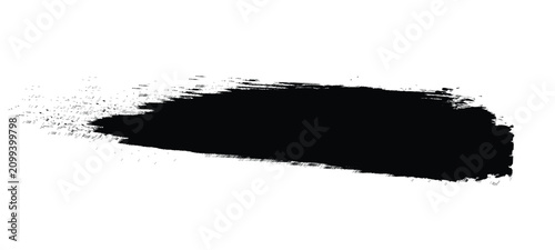 Fotografie Black paintbrush stroke featuring a distressed spray texture on one edge