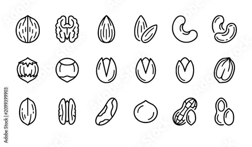 Foto nut, nuts, outline, almond, walnut, peanut, cashew, pistachio, hazelnut, pecan,