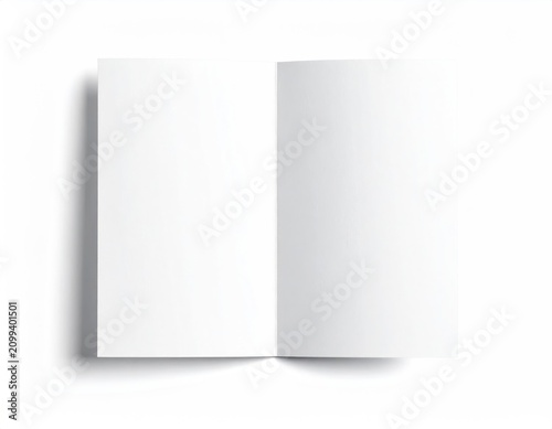 Two blank white pages open in the center, casting a soft shadow