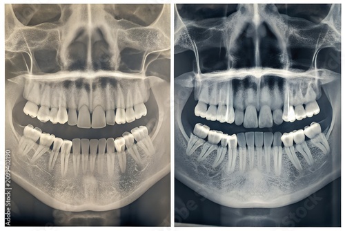 Dental panoramic x ray comparison before and after treatment