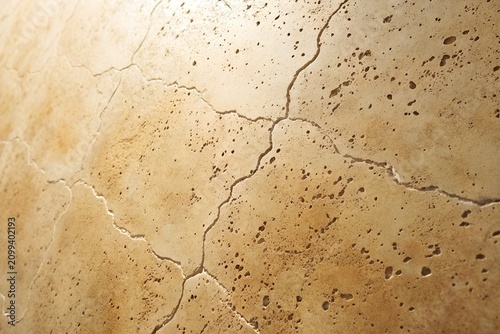 Cracked beige limestone texture with pitted surface and natural veins