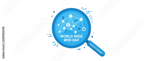 Photos Magnifying glass on network, World Wide Web Day