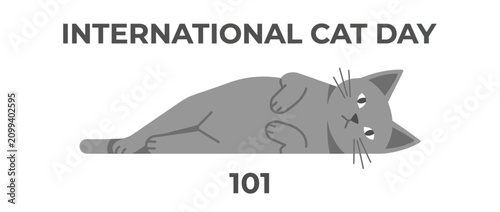 Принти на полотні Cute Gray Cat Lying Down Illustration