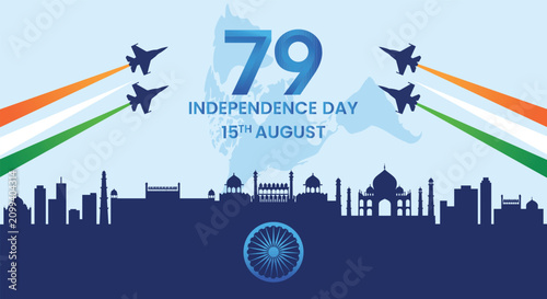 Quadro su tela 79th Independence Day Celebration: A dynamic graphic illustration commemorates India's 79th Independence Day
