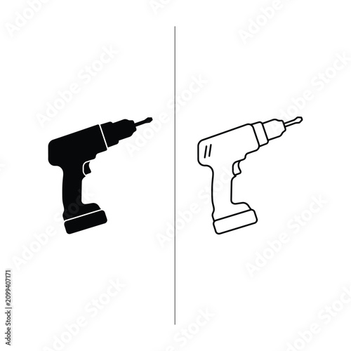 Schilderij op canvas Black and white drill icons for design and illustration purposes only one senten