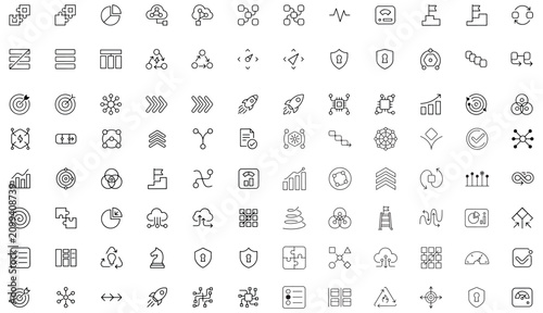 Work Flow related icon collections. Containing Workflow, Process, Task, Schedule, Timeline, Plan, Step, Operation, System, and Progress icons. Editable Stroke .