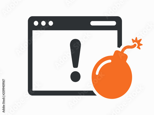 Foto Warning sign and bomb illustration a flat vector graphic with a white background
