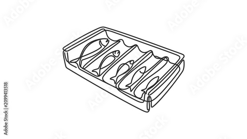 Canned Fish Line Art Illustration