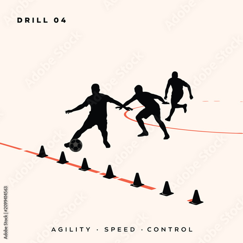 Black silhouette athletes performing agility ladder drills, flat exercise