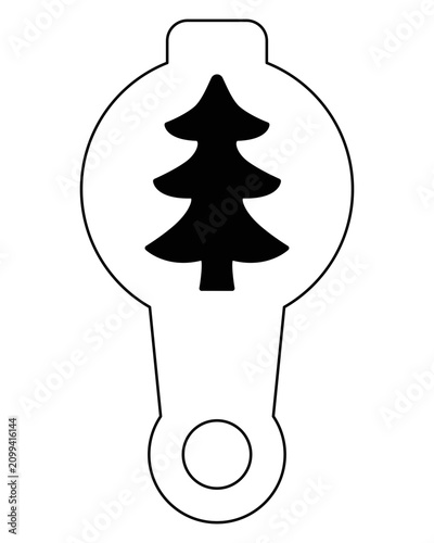 Christmas Tree, Christmas Stencil for Cappuccino, Coffee, or Cookies - vector template for stenciling or laser cutting. Christmas Tree Stencil for Winter Holidays