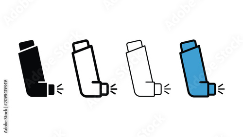 Bild auf Leinwand Four inhaler illustrations in varying colors and outlines against a white backgr