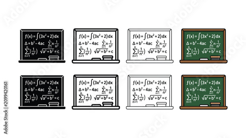 Bild auf Leinwand Four blackboards displaying complex mathematical equations and formulas with cha