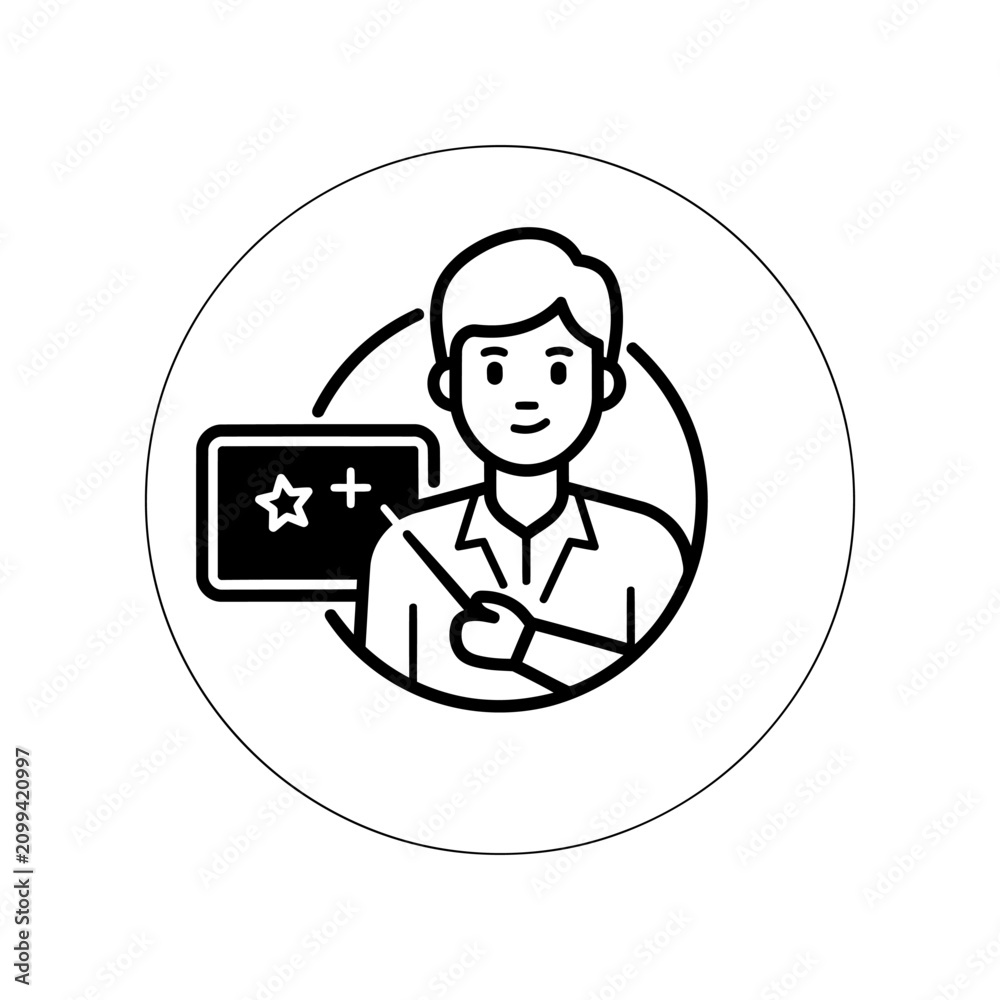 Naklejka premium Teacher Icon on White Background Vector Art Illustration on white background.
