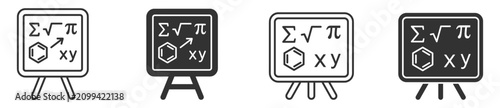 math formulas on school chalkboard icon set on transparent background