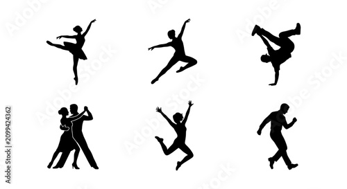 Photography Diverse Dance Silhouettes: Ballet, Breakdance, Tango, Jazz, Modern Moves