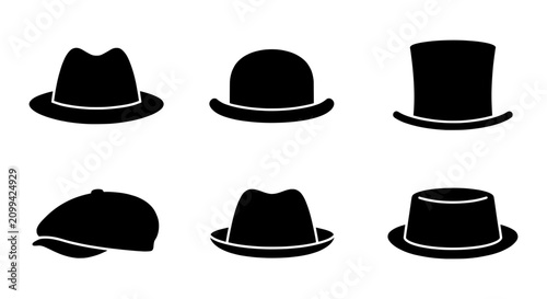 Foto Classic Hat Silhouettes Collection, Vintage Headwear Icons, Retro Fashion Access