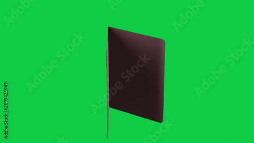 Folded valentine card rotating open on tap, revealing blank inner panels on transparent black