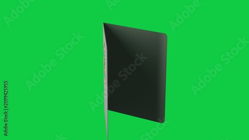 On load folded card rotating and opening to reveal inner panel, showcasing wreath on transparent bg