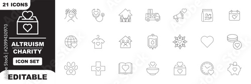 Foto Line art vector of Altruism icon set