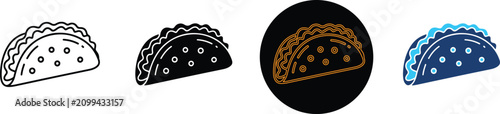 Photos Four distinct graphic style icons of a crispy taco shell