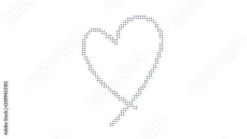 Heart shape made of small blue dots on transparent background vector design asset illustration.