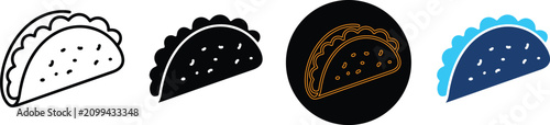 A collection of four diverse taco vector icon design styles