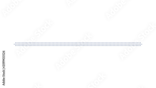 Horizontal line composed of small blue dots on transparent background for divider design elements.