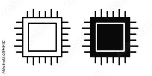 Photos Computer microchip icon in black and white, best for Business