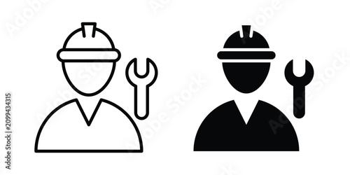 Mechanic icon in black and white, best for Business