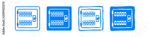 Cuadro en lienzo Set of four blue hand-drawn electrical circuit breaker box icons