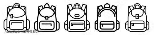 giggle backpack drawing line art symbol and funny outline vector icon set.