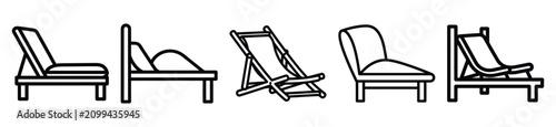 Fotografie giggle sunbed drawing line art symbol and funny outline vector icon set