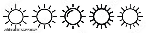 laughing sunshine drawing line art symbol and funny outline vector icon set.