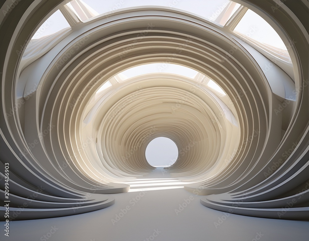 Obraz premium abstract architecture background spiral tunnel 3d render