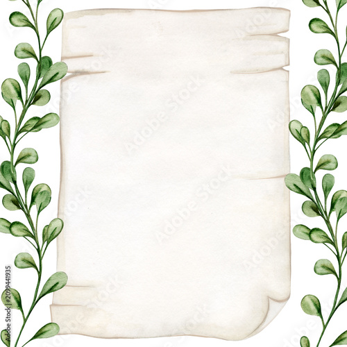 Watercolor illustration  frame for congratulations	