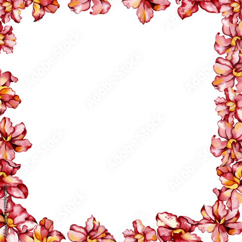 bright watercolor illustration frame with flowers