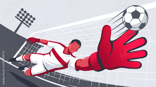 Goalkeeper Diving to Save Goal Vector Illustration