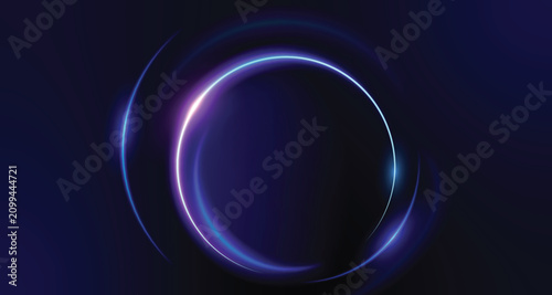 Canvastavla Futuristic Neon Circular Light Background with Blue and Purple Glow